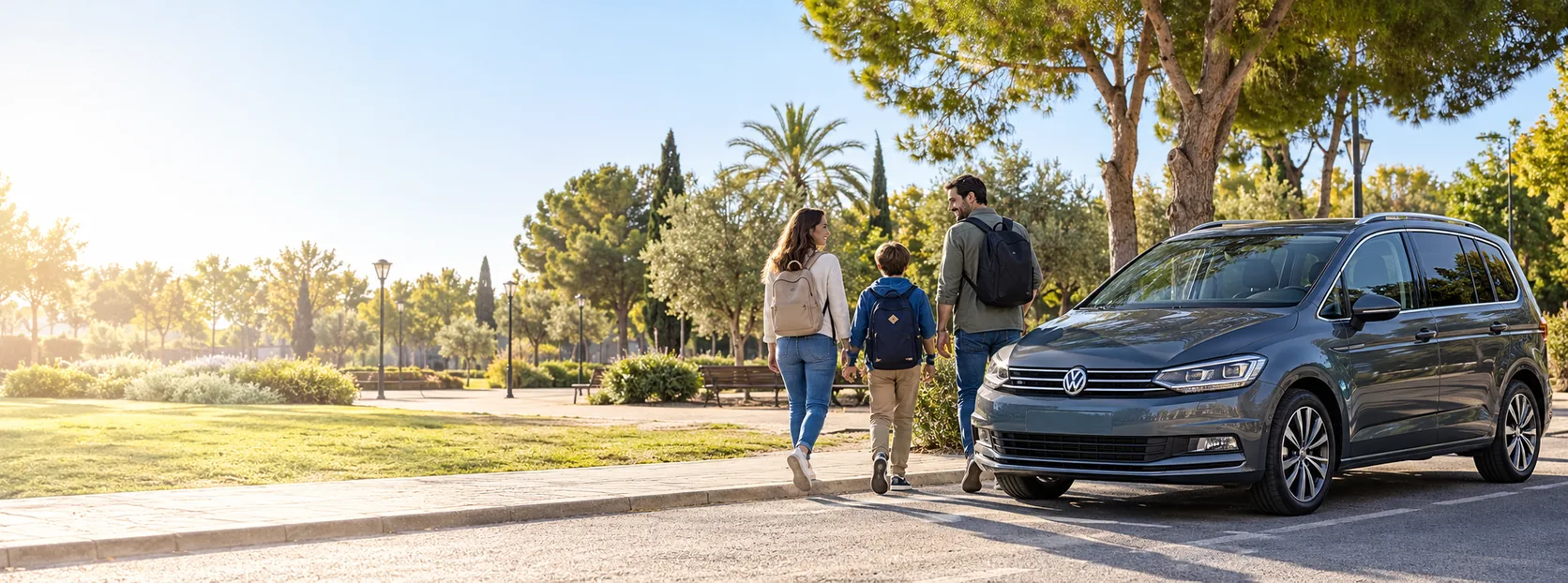 Escena ilustrativa de una familia junto a un coche en Albal