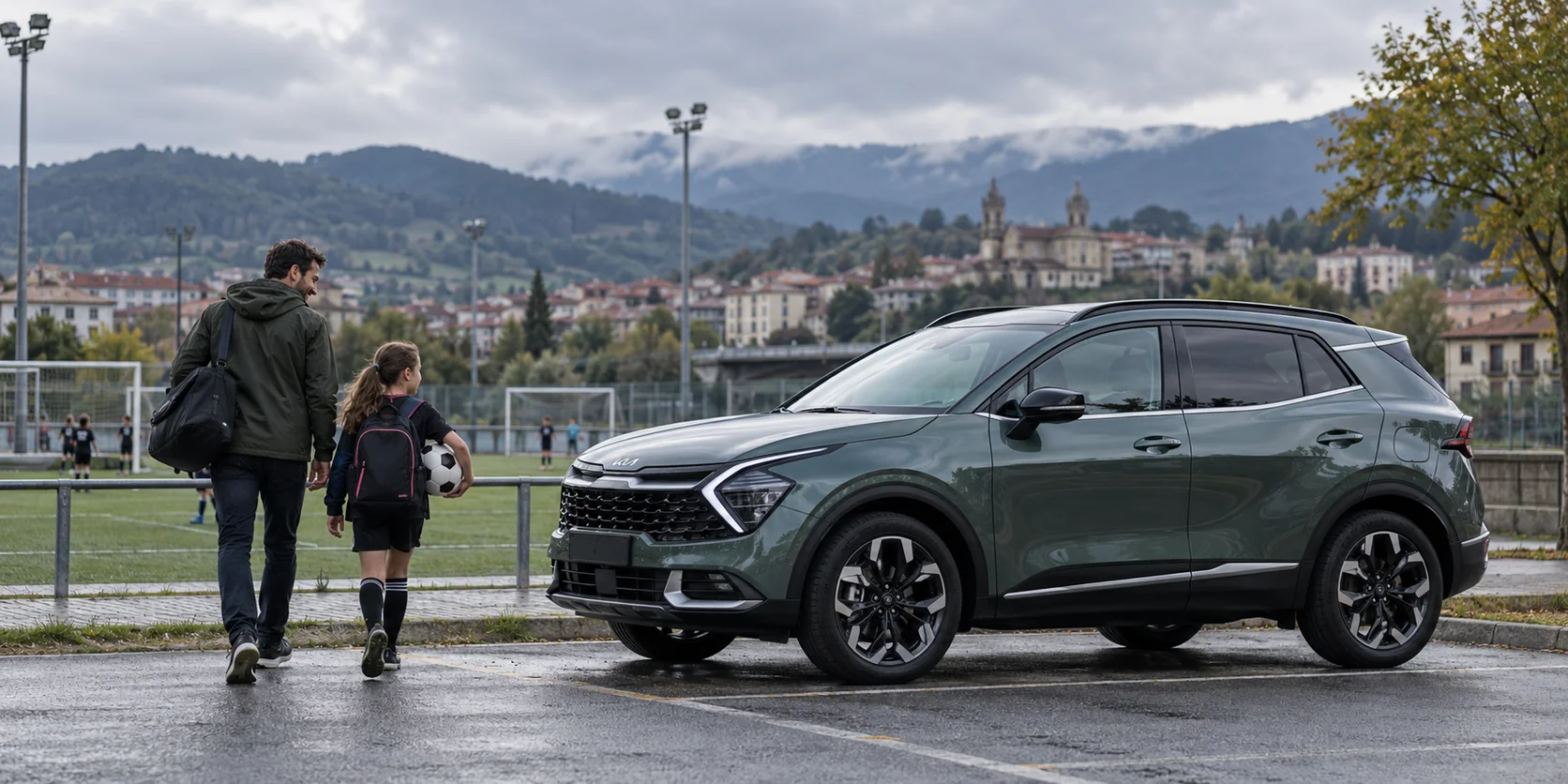 Escena ilustrativa inspirada en Irun, con vehículos que no forman parte del inventario