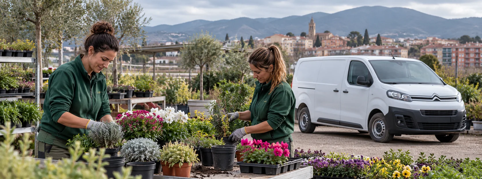 Escena ilustrativa inspirada en Mollet del Vallès, con vehículos que no forman parte del inventario